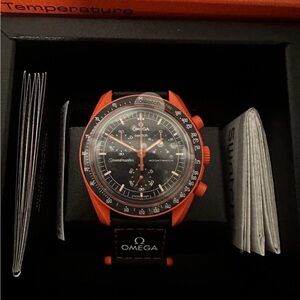 Omega Bioceramic Moonswatch with Orange and Black Fast shipping